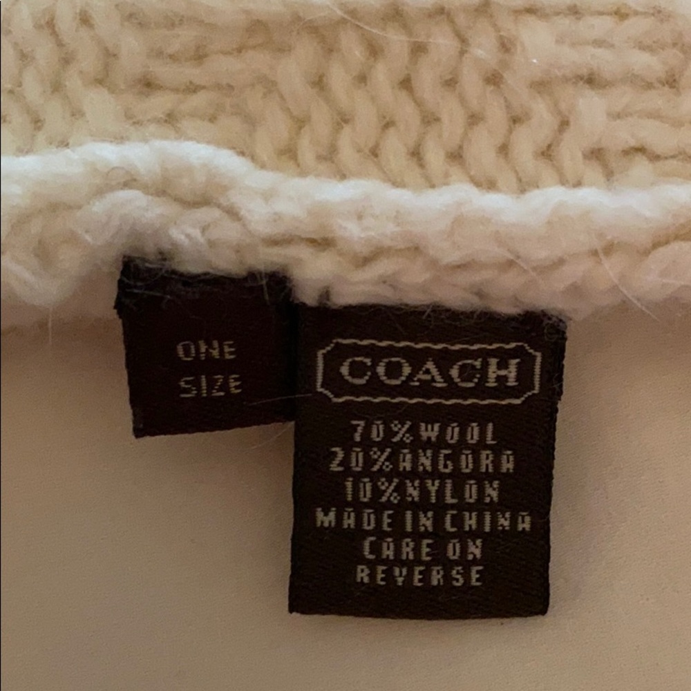 Coach Cream Knit Pom-Pom Hat - Picture 3 of 3